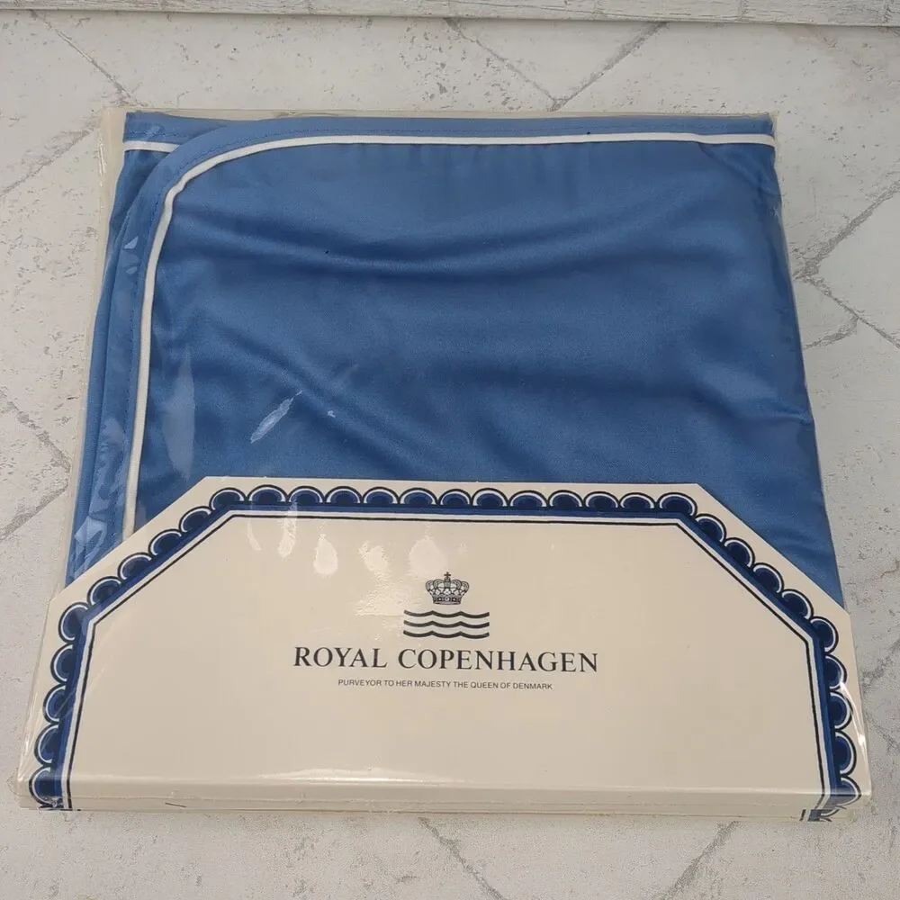 Vintage Royal Copenhagen Blue Fluted Satin Cotton Table Napkins Set of 6